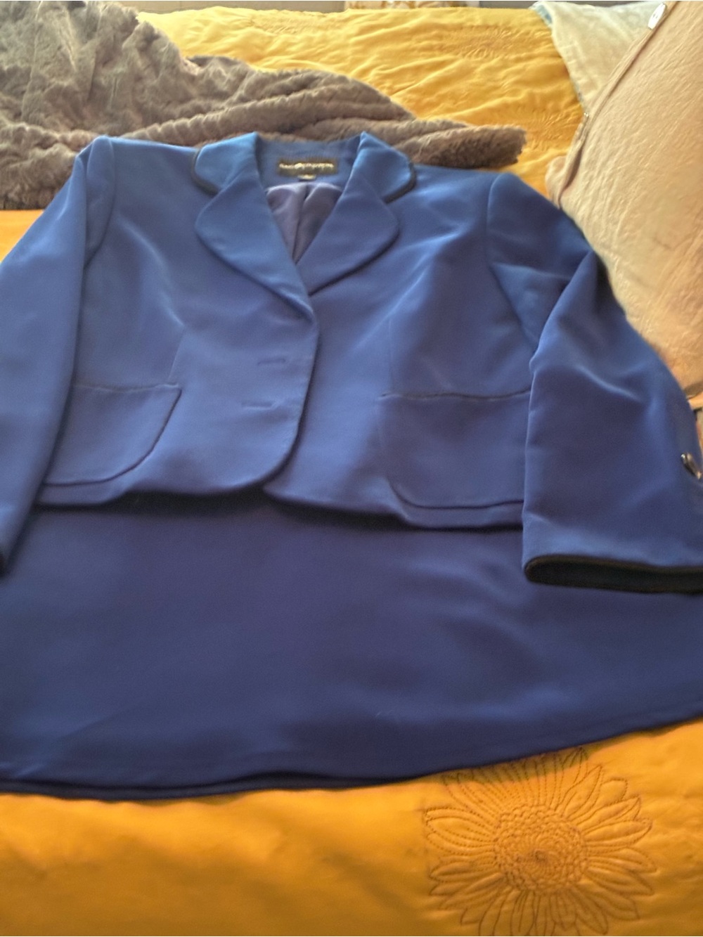 Sag Harbor Royal Blue Cropped Blazer and Skirt Set
